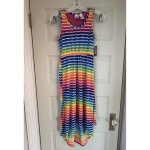 Extremely Me Sleeveless Colorful Rainbow Maxi Dress Girls Size 14/16